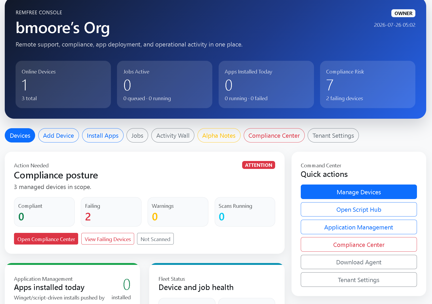 rmmFREE compliance checks and reporting